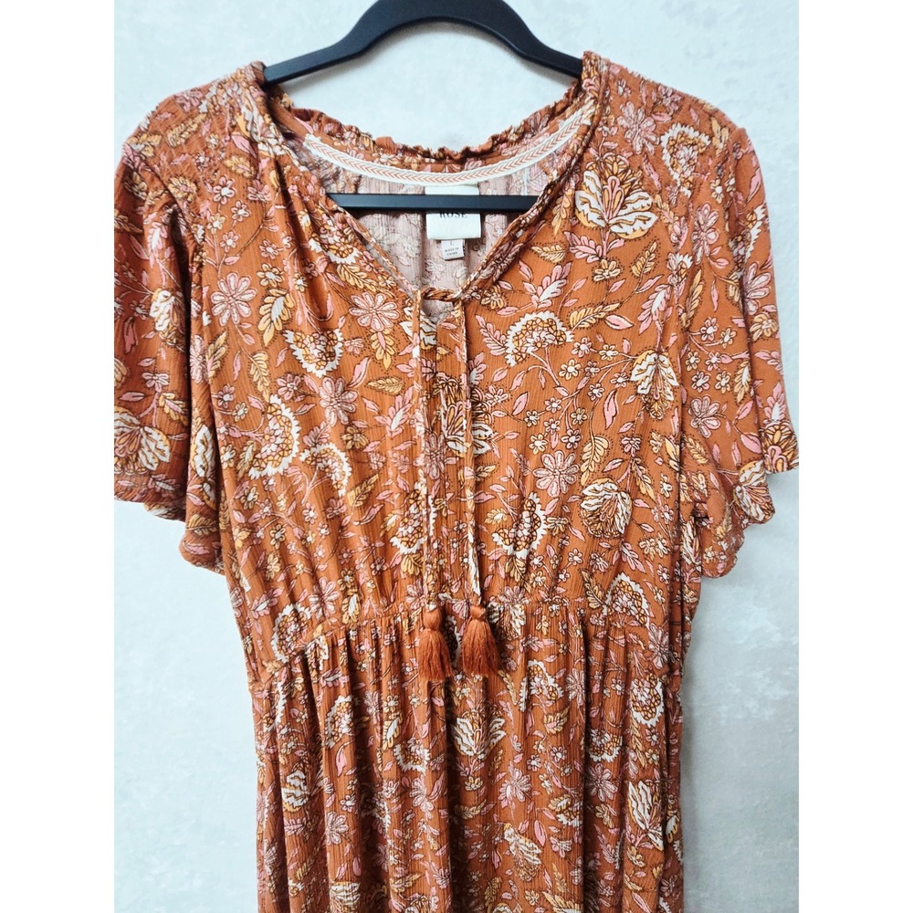 Knox Rose Maxi Dress Large Short Sleeve Boho Floral Tassel Boho Cottagecore Chic - Picture 12 of 12